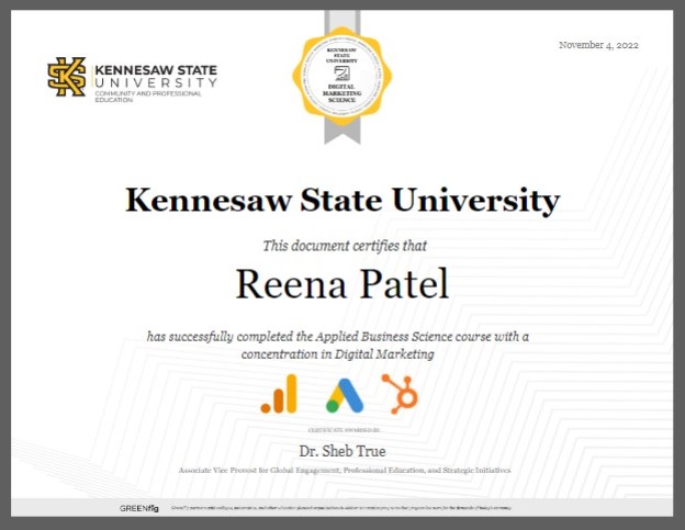 Digital marketing certificate